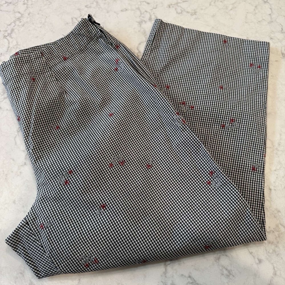 VTG Gingham Floral Embroidered Ankle Pants Tapered • VTG Style & Co • Size 12